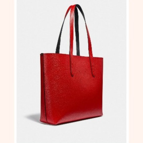 Coach Disney Mickey Mouse X Keith Haring Electric Red Leather Highline Tote - Picture 3 of 8